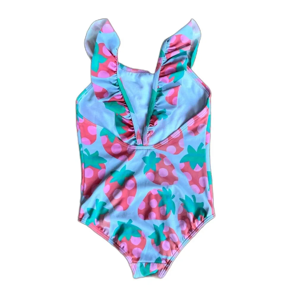 Mini BODEN Strawberry One Piece Swimsuit Swim Wear  Girls Size 5 - 6 Years